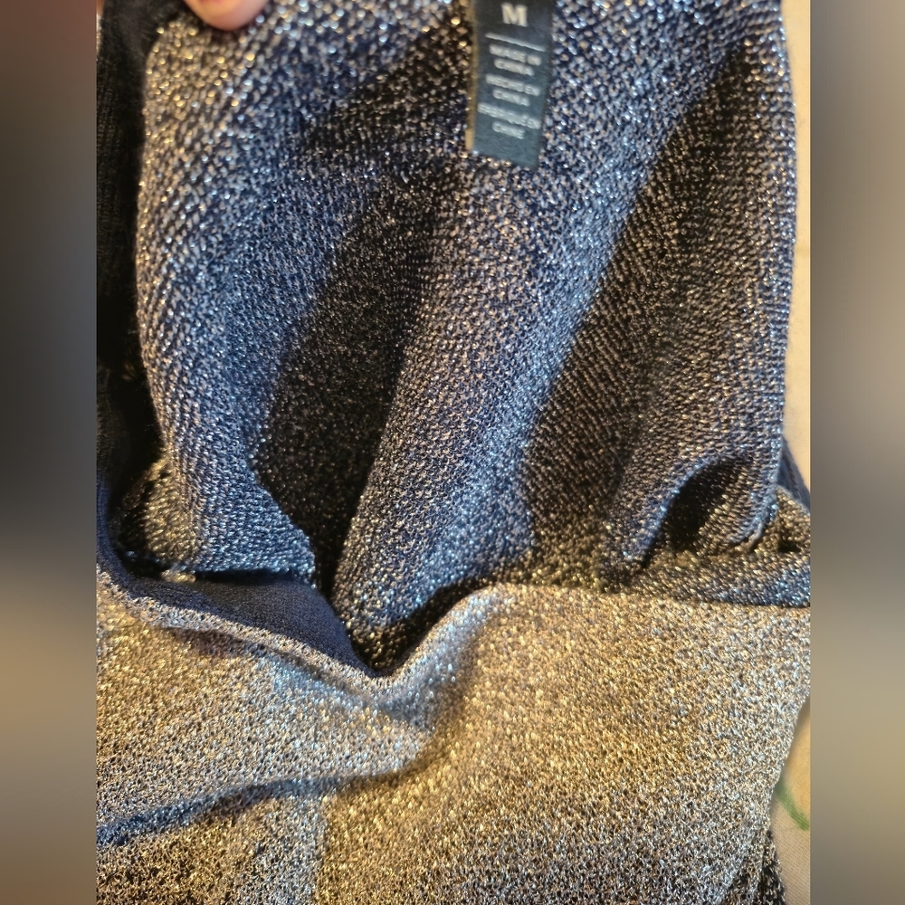 White House Black Market Dark Blue and Metallic Sweater - Picture 5 of 6